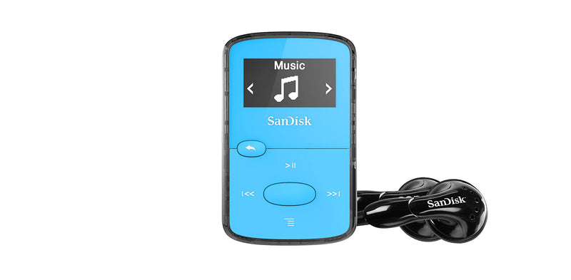 SanDisk 8GB Clip Jam MP3 Player, Blue - microSD Card Slot and FM Radio - SDMX26-008G-G46B MP3 Player Only - LeoForward Australia
