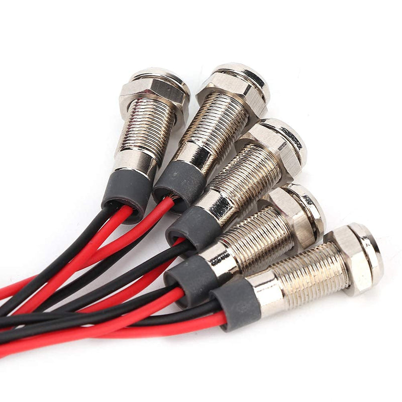  [AUSTRALIA] - Signal Lamp Signal Light Indicator Light 5 Piece LED Indicator Lamp Waterproof Metal Warning Light IP66 6 mm LED Lamp with Cable 1NO LED Indicator Light (DC12~24V)