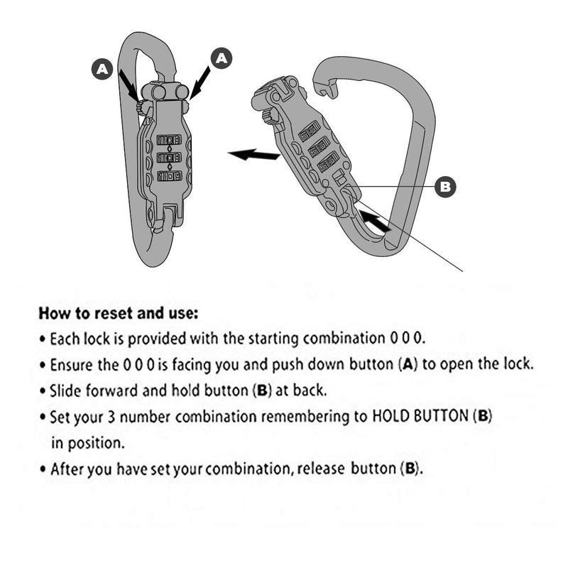  [AUSTRALIA] - Little World Motorcycle Helmet Lock & Cable, Heavy Duty Universal Combination Lock Cable Caribeaner Lock Motorcycle Security PIN Locking Chain for Bike Helmet, Jacket, Cabinets & Luggage