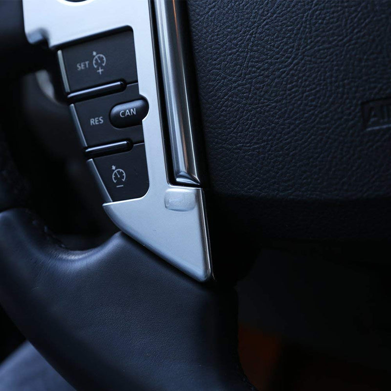  [AUSTRALIA] - YIWANG ABS Chrome Car Steering Wheel Cover Trim 3D Sticker 2pcs For Land Rover Range Rover Sport 2010-2013 Car Accessories (Matte Silver) Matte Silver