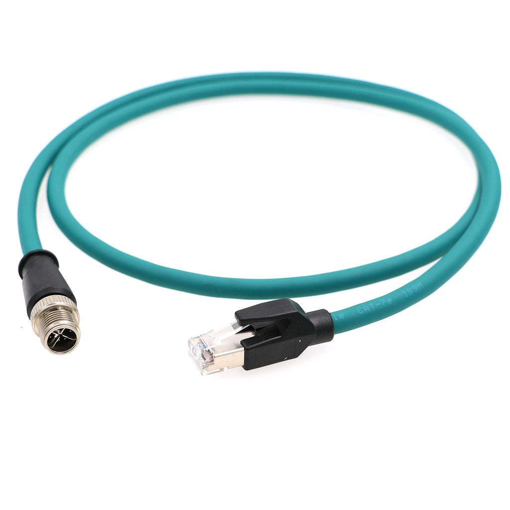  [AUSTRALIA] - M12-RJ45-XCode-Ethernet-Shielded-Industrial M12 8 Pin X-Code Male to RJ45 Cat6a Ethernet Shielded Cable for Cognex Industrial Camera 3.3Ft|1M
