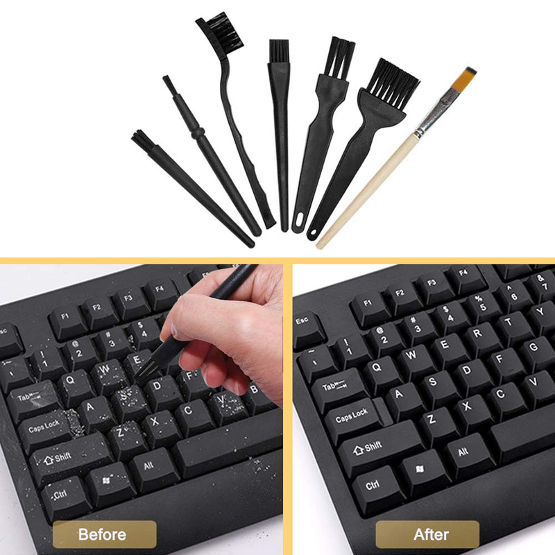  [AUSTRALIA] - Plastic Handle Anti Static Brushes,Sonku Portable Nylon Cleaning Brushes and Tweezers Keyboard Puller Wooden Brush Wiping Cloth Computer Keyboard Cleaning Brush Kit(Set of 16)