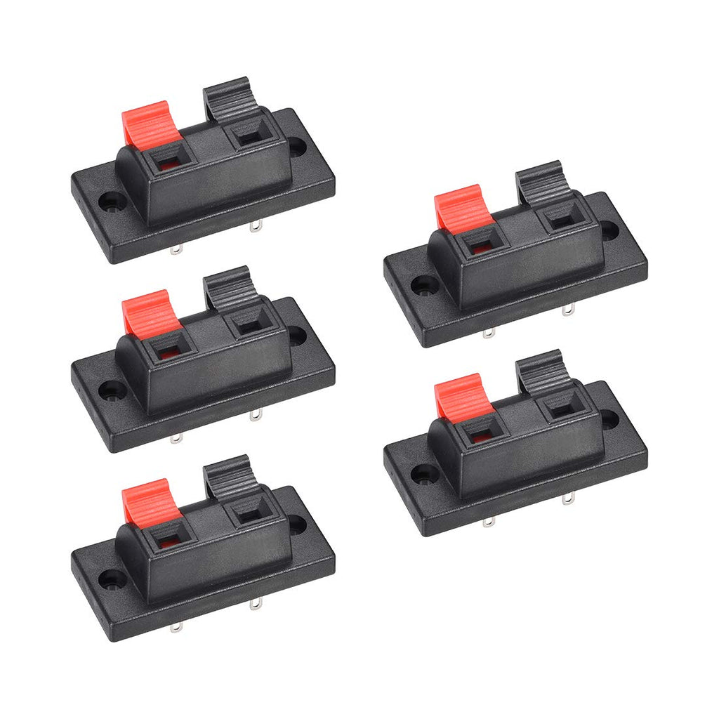  [AUSTRALIA] - uxcell 2 Way Spring Speaker Terminal Clip Push Release Connector Cable Terminals Strip Block 19.5mm Pin Distance 5Pcs