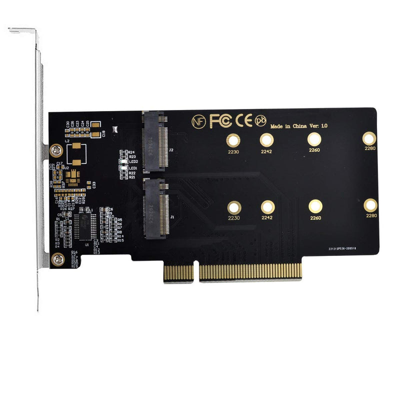  [AUSTRALIA] - Xiwai Dual 2X NVME M.2 AHCI to PCIE Express 3.0 Gen3 X8 X16 Raid Card VROC Raid0 Hyper Adapter Black 2xSSD