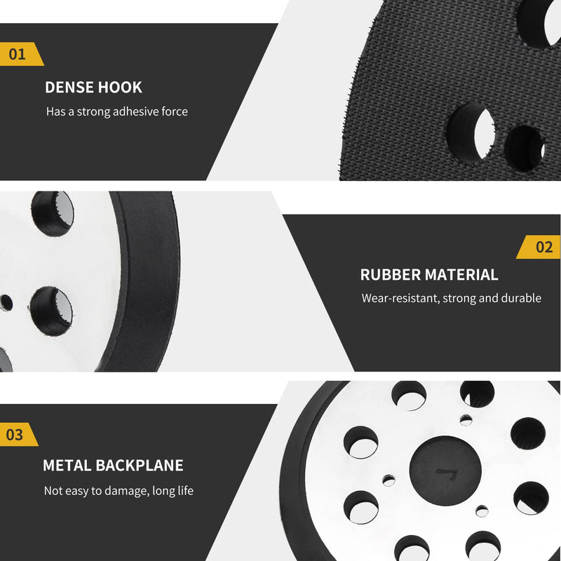  [AUSTRALIA] - Sander Pads for Dewalt, 5" 8-Hole Replacement Hook and Loop Sanding Disc Metal Back and Rubber Pads Compatible with DeWalt DW421, DW422, DW423, DW426, D26451or Porter Cable 343/343K, 390/390K 1