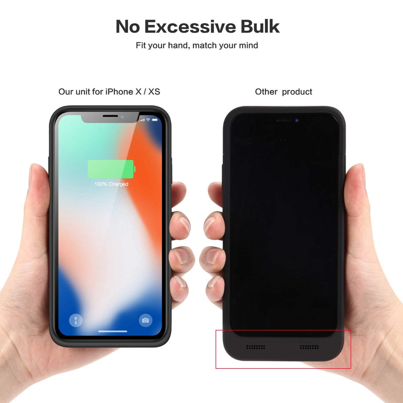  [AUSTRALIA] - QTshine Battery Case for iPhone X/XS/10, Newest [6500mAh] Protective Portable Charging Case Rechargeable Extended Battery Pack for Apple iPhone X/XS/10(5.8') Backup Power Bank Cover - Black