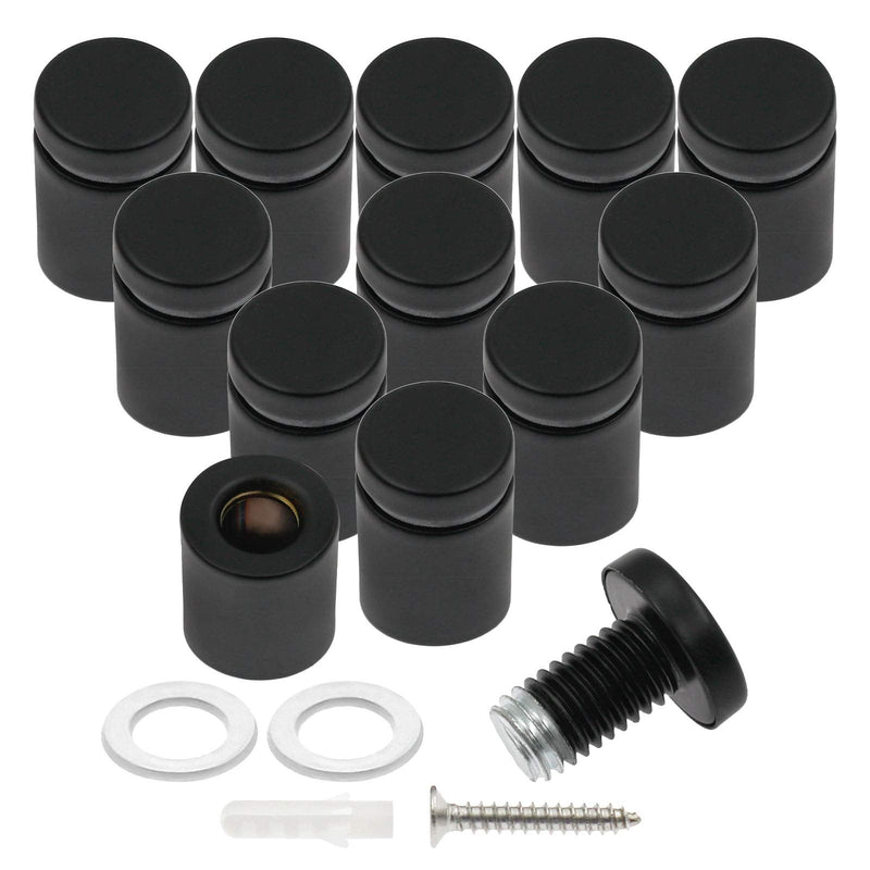  [AUSTRALIA] - Luomorgo 12 Pcs 3/4" x 1" Stainless Steel Standoff Screws, Wall Sign Standoff Mounting Hardware Advertising Glass Standoff Nail for Hanging Acrylic Picture Frame, Black 3/4" x 1" / 19mm x 25mm Black, 12 Pcs