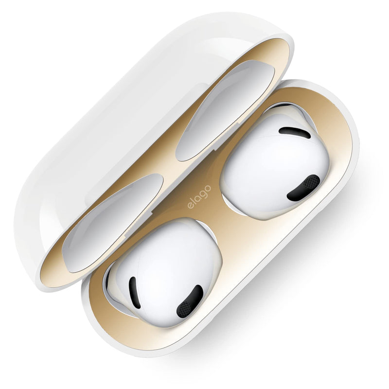  [AUSTRALIA] - elago Dust Guard Compatible with AirPods 3 Case, Dust-Proof Sticker Compatible with AirPods 3rd Generation Case 2021, Protection from Iron & Metal Shavings, Clean Your AirPods (1 Set, Gold)