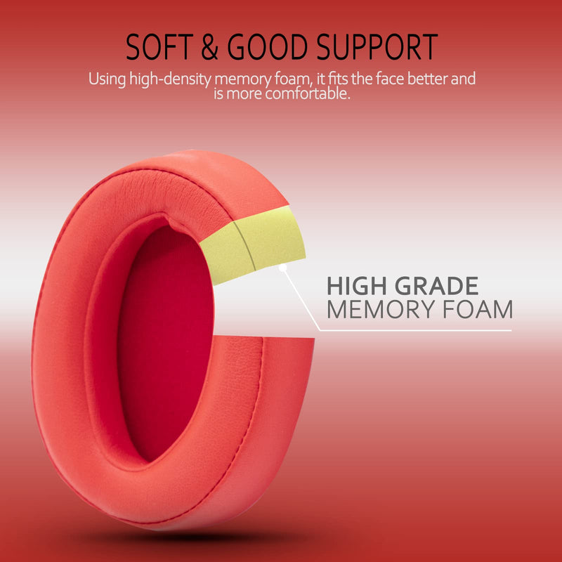  [AUSTRALIA] - Krone Kalpasmos Ear Pads for Sony WH-H900N, Compatible with Sony MDR-100ABN Headphones Over Ear Cushion, Soft Memory Foam Protein Leather Replacement Earpad Sony Headset Repair Part (Red) Red