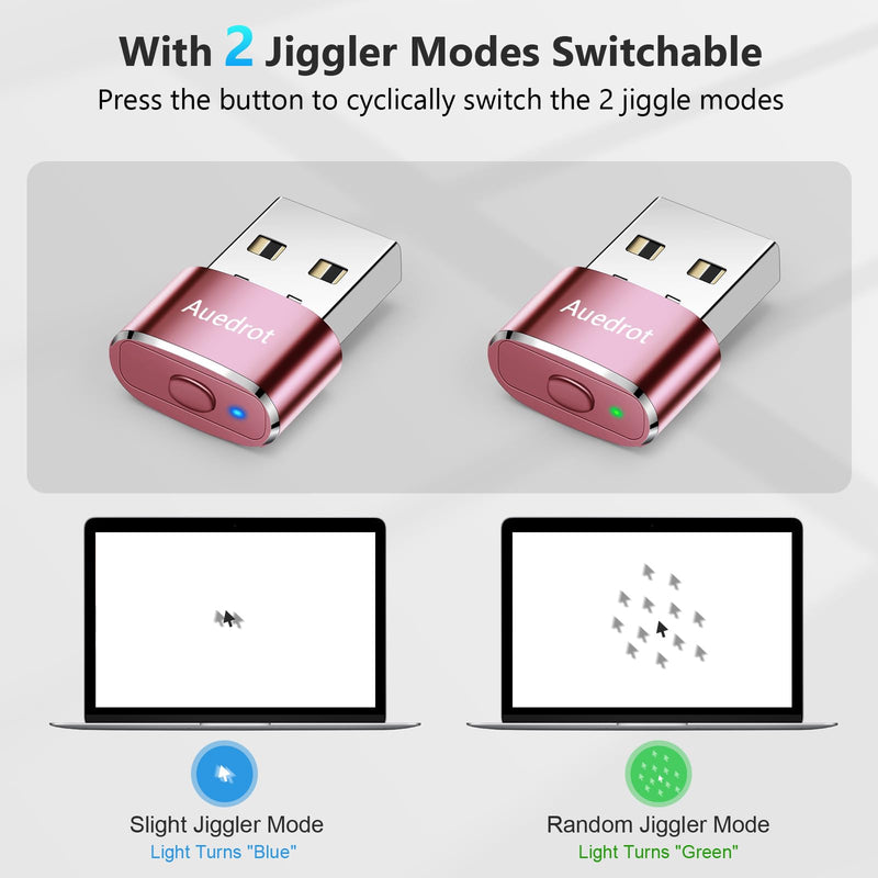  [AUSTRALIA] - Mouse Jiggler Undetectable Metal USB Mouse Mover with Switch Button, Automatic Mini Mouse Shaker with 2 Jiggle Modes, Mouse Simulator, Driver-Free, Plug & Play, Keep Computer/Laptop Awake, Rose Gold 1 PCS