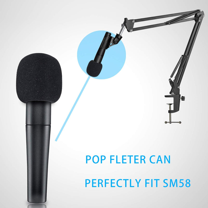  [AUSTRALIA] - SM58 Mic Stand with Windscreen - Microphone Boom Arm Stand with Foam Cover Pop Filter for SM58S SM58-LC Dynamic Vocal Microphone by YOUSHARES