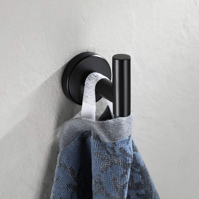  [AUSTRALIA] - JQK Black Bathroom Towel Hook, Coat Robe Clothes Hook for Bathroom Kitchen Garage Wall Mounted, 304 Stainless Steel Matte Black, TH100-PB 1