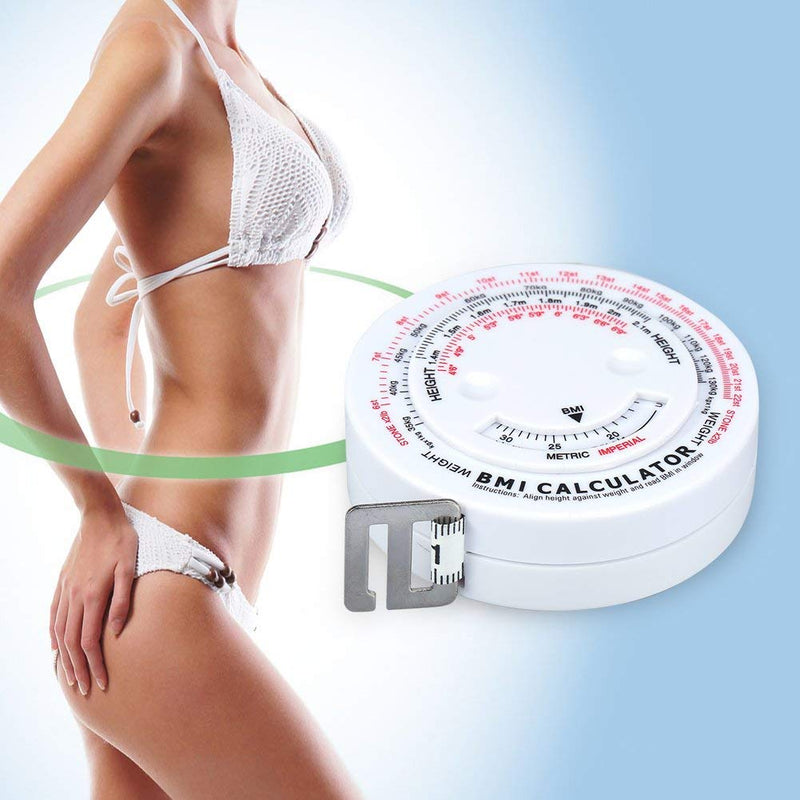  [AUSTRALIA] - BMI Body Mass Index Retractable Tape 150cm Measure Calculator Diet Weight Loss Tape Measures Tools