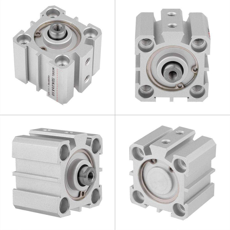 Pneumatic Air Cylinder, Compact Durable SDA25-10 25mm Bore 10mm Stroke Aluminum Double Acting Pneumatic Air Cylinder with Double Seal Structure - LeoForward Australia