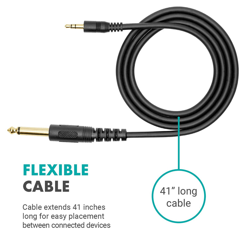  [AUSTRALIA] - Movo WGA-1 6.35mm Guitar Cord to 3.5mm Extension TRS Male to Male Audio Cable - Perfect Speaker Cable, Aux Cord, or Headphone Jack Adapter - 1/4 to 3.5mm Adapter for Home Theater Accessories