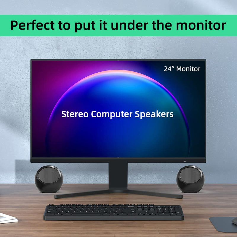  [AUSTRALIA] - Computer Speakers for Desktop, PC Speakers for Laptop, Small USB-Powered External Speakers with Hi-Fidelity Stereo Sound, Direct Volume Control, Plug-n-Play