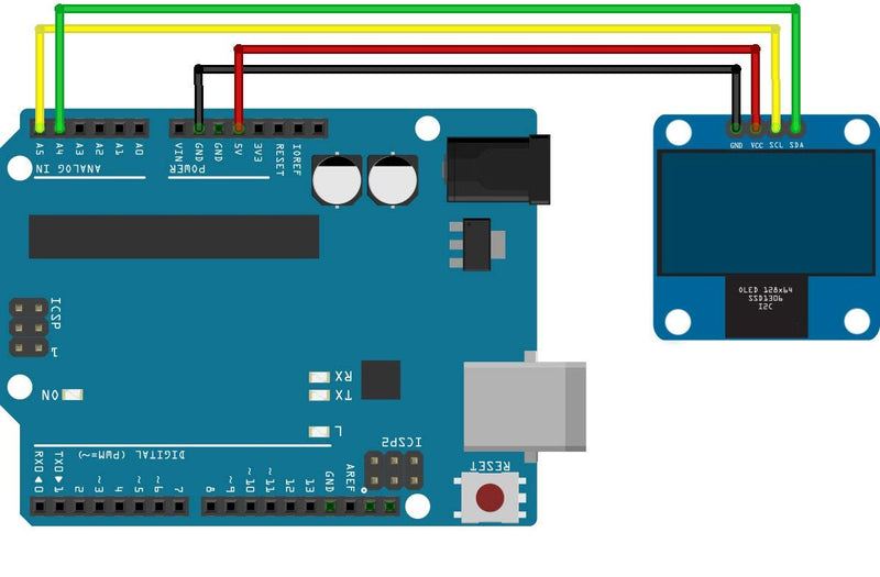  [AUSTRALIA] - UCTRONICS 2 Pack 0.96" OLED Display Module for Arduino, 12864 128x64 Pixel SSD1306 I2C Serial Mini Screen, Yellow and Blue