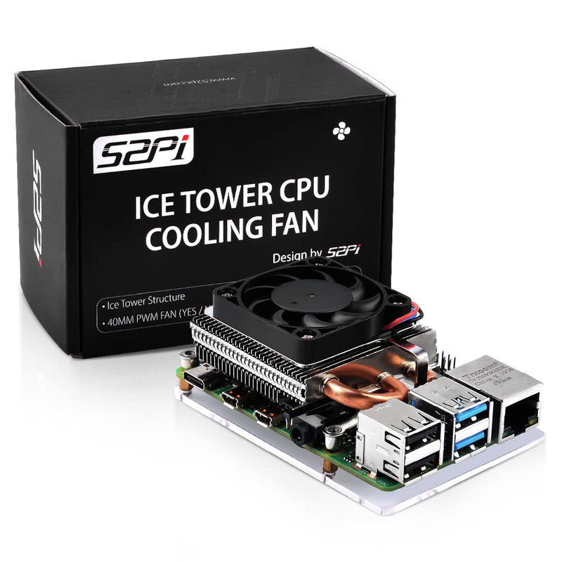  [AUSTRALIA] - GeeekPi Raspberry Pi Cooling Fan, Ultra Thin ICE Tower Cooler, PWM Cooler with Heatsink for Raspberry Pi 4 Model B 8GB/4GB/2GB