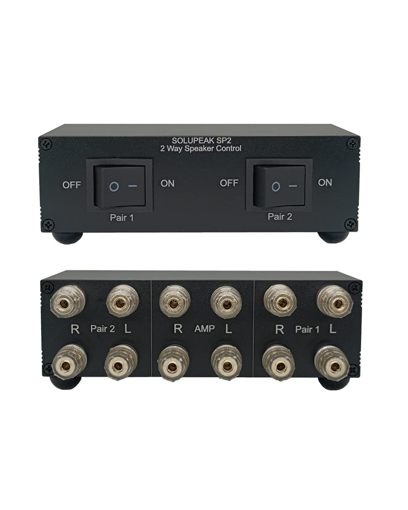  [AUSTRALIA] - Premium 2 Zone Speaker Selector Switch Box, 2 Way Stereo Audio Speaker Switcher Distribution Box for Multi-Channel High Powered Amp A B Switches -SOLUPEAK SP2