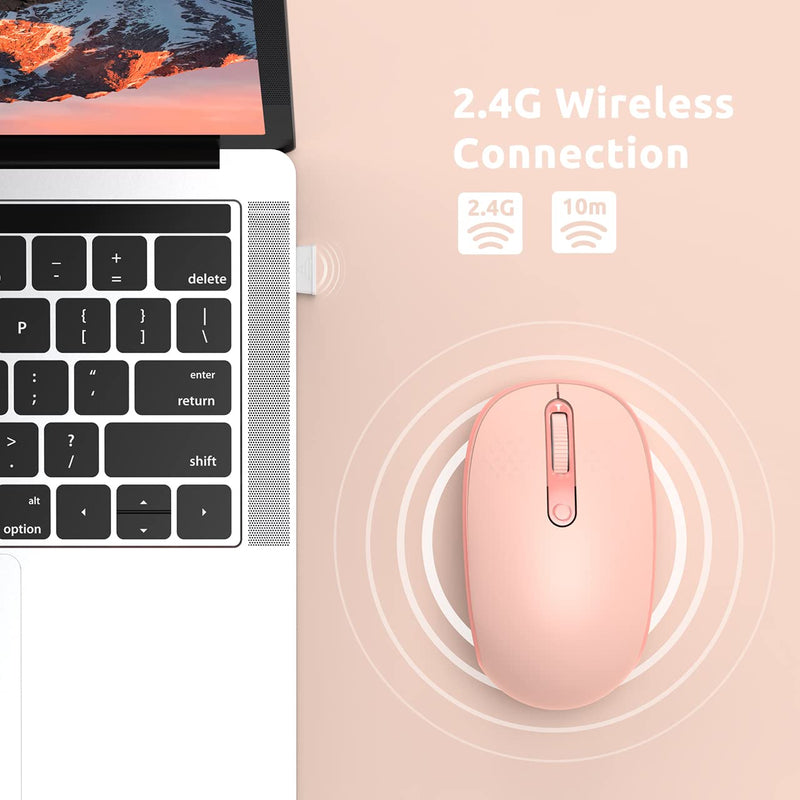  [AUSTRALIA] - Wireless Mouse, Trueque 2.4G Silent Computer Mouse for Laptop, Ergonomic Optical Wireless Mouse with USB Receiver 3 Adjustable DPI Levels for Laptop, PC, Windows, Tablet, Chromebook,MacBook(Pink) A2-Pink