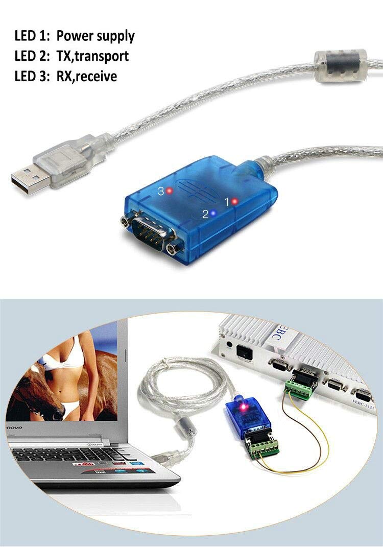  [AUSTRALIA] - Jeirdus 16ft 5meters USB to RS422 RS485 Serial Port Converter Adapter Cable with FTDI Chip Support Windows 10, 8, 7, XP and Mac with ESD Protection 16ft/5meters