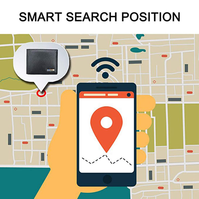  [AUSTRALIA] - Smart LB Anti-Lost Wallet with Alarm, Bluetooth, Position Record (via Phone GPS), Bifold Cowhide Leather Tracker Purse (Black, Horizontal) Black,Horizontal