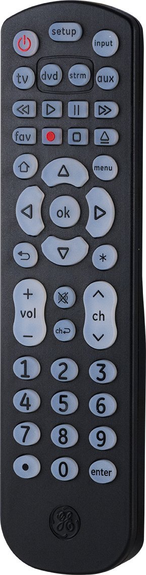 GE Backlit Universal Remote Control for Samsung, Vizio, LG, Sony, Sharp, Roku, Apple TV, TCL, Panasonic, Smart TV, Streaming Players, Blu-Ray, DVD, 4-Device, Black, 40081 4-Device Backlit - LeoForward Australia