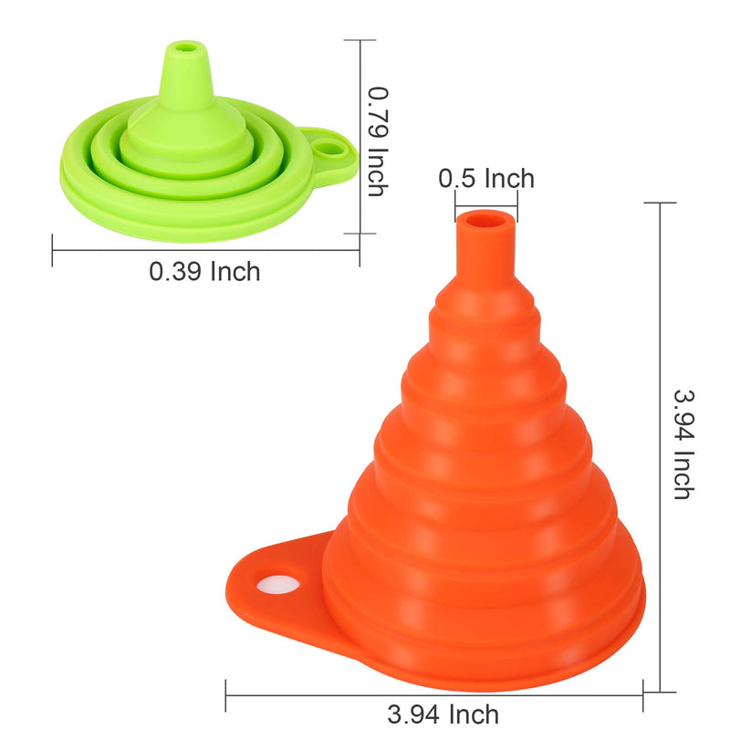  [AUSTRALIA] - Siasky 4 Pcs Silicone Collapsible Funnel, Food Grade Foldable Kitchen Funnels for Water Bottle Liquid Powder Transfer