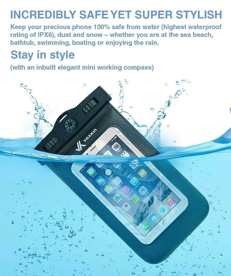  [AUSTRALIA] - [ Premium Quality ] Universal iPhone Waterproof Phone Holder with ARM Band, Compass & Lanyard - Best Waterproof Bag For Phone - Water Proof Phone Case - Waterproof Phone Pouch Floating - Phone Dry Bag 2 Pack Waterproof Bag - Black