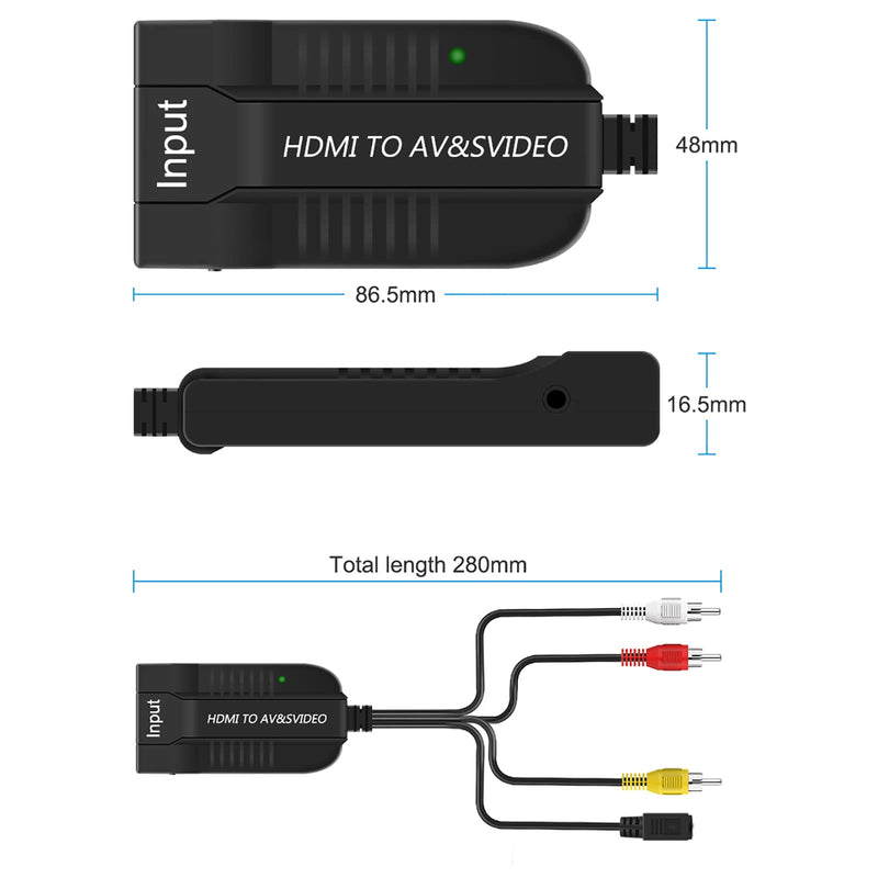  [AUSTRALIA] - HDSUNWSTD 1080p HDMI to Male AV/S Video Adapter S-Video,HDMI2AV+S CVBS Video Converter, HDMI to Male AV&S Video RCA HDMI2AV Converter 1080P HD Video Converter Box High Definition Multimedia