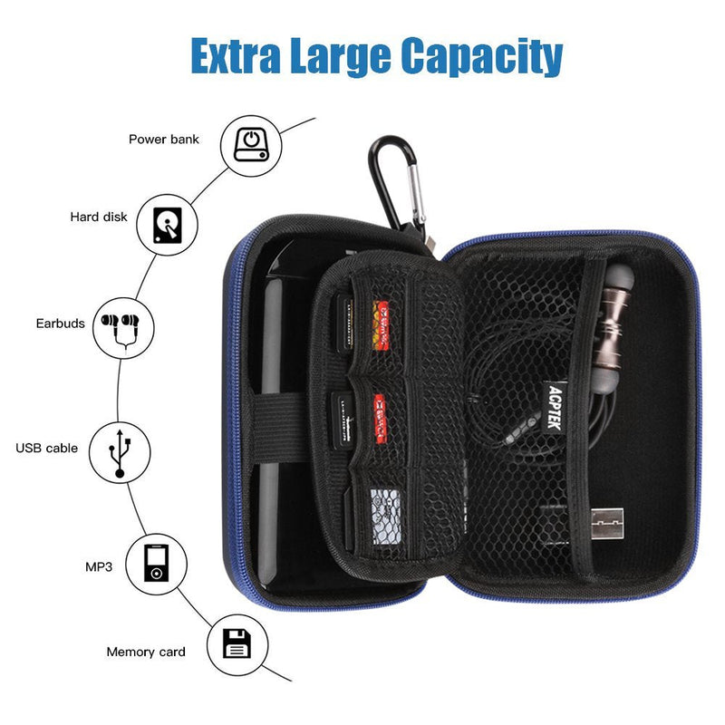  [AUSTRALIA] - AGPTEK EVA Shockproof Hard Drive Carrying Case,Travel Carrying Case for 2.5-inch Portable External Hard Drive-Transcend 1 TB,2TB, Kingston MLWG2, RAVPower FileHub, MP3 Player, Power Bank (Blue) Blue