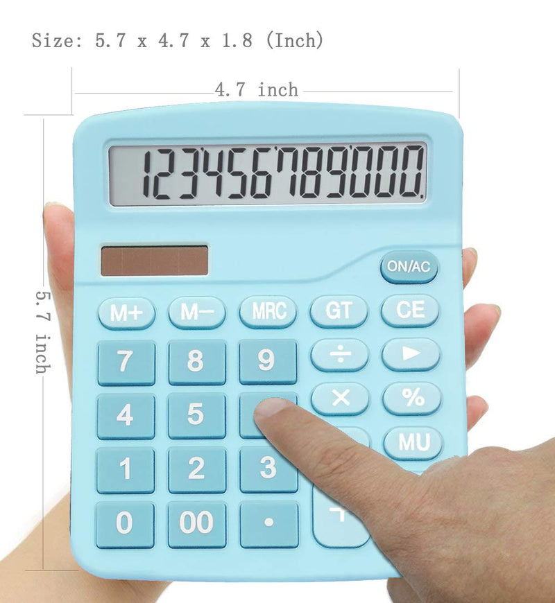  [AUSTRALIA] - Calculators, BESTWYA 12-Digit Dual Power Handheld Desktop Calculator with Large LCD Display Big Sensitive Button (Blue, Pack of 1) Blue