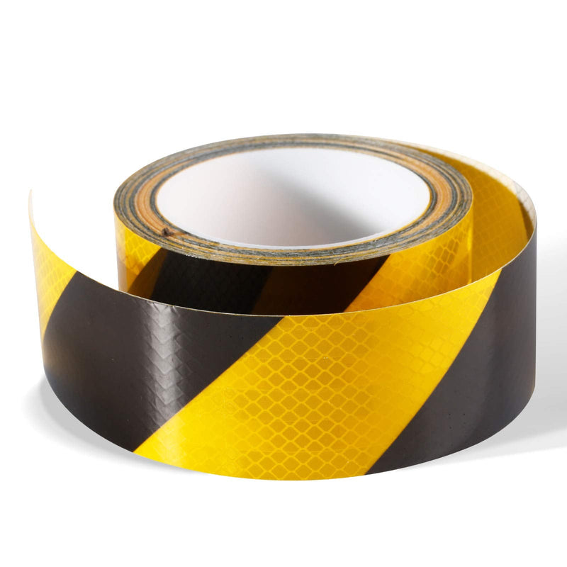  [AUSTRALIA] - LITAPE 2 Inch X 30 Feet Yellow Black Strip Retro Reflective Caution Tape, High Visibility Hazard Safety Warning Conspicuity Tape, Waterproof Reflector Marking Tape/Sticker for Trailer/Trucks 2" X 30FT