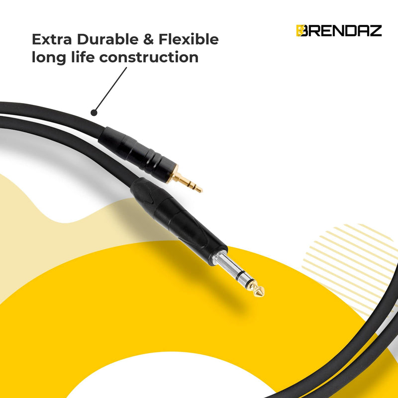  [AUSTRALIA] - BRENDAZ - Hi-Fi Quality Stereo Audio Aux Cable - 6.35mm 1/4" TRS to 3.5mm 1/8" TRS Durable and Uninterrupted AUX Cord Compatible with Smartphone, iPod, Tablet, Laptop (10-Feet) 10-Feet