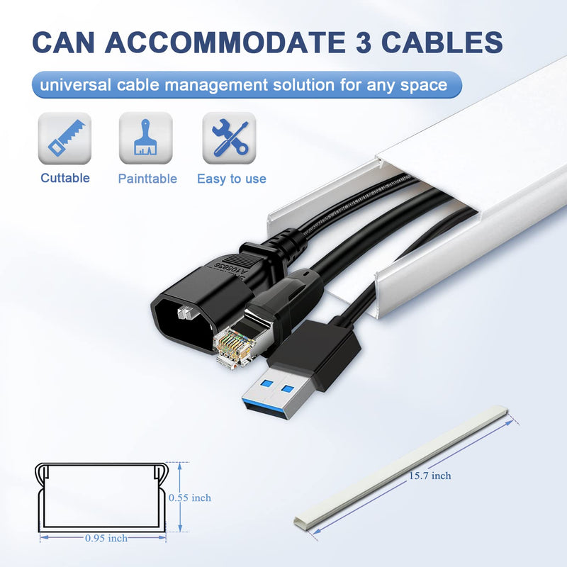  [AUSTRALIA] - Cord Cover Raceway Kit - 157" Paintable Cable Concealer, Wire Hider for TV Wall Mounting and Wire Management White