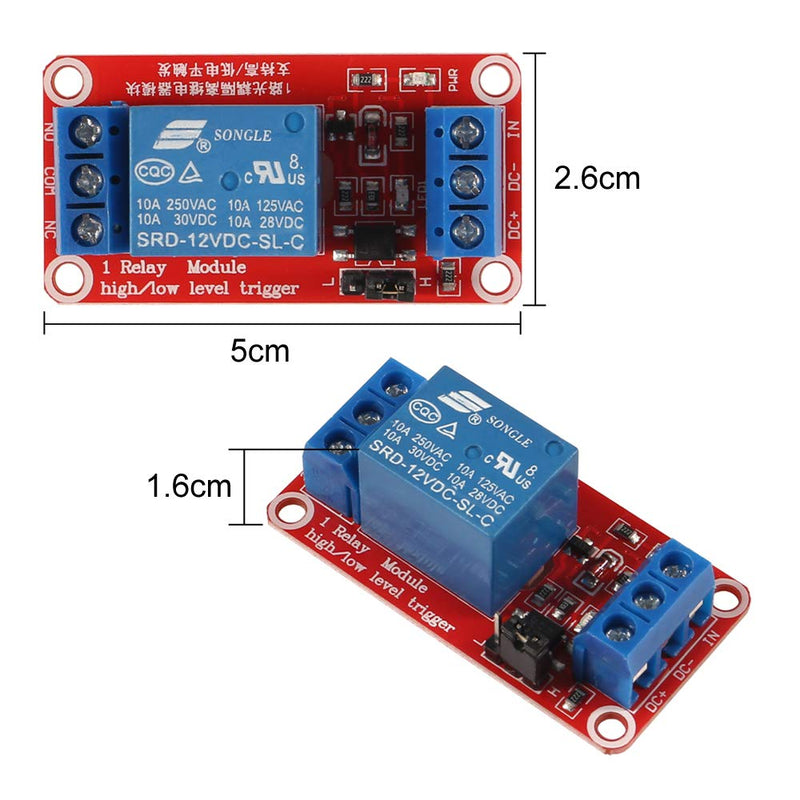  [AUSTRALIA] - AOICRIE 5Pcs DC 12V 1 Channel Relay Module Board Shield with Optocoupler Isolation Support High or Low Level Compatible Development Board Trigger