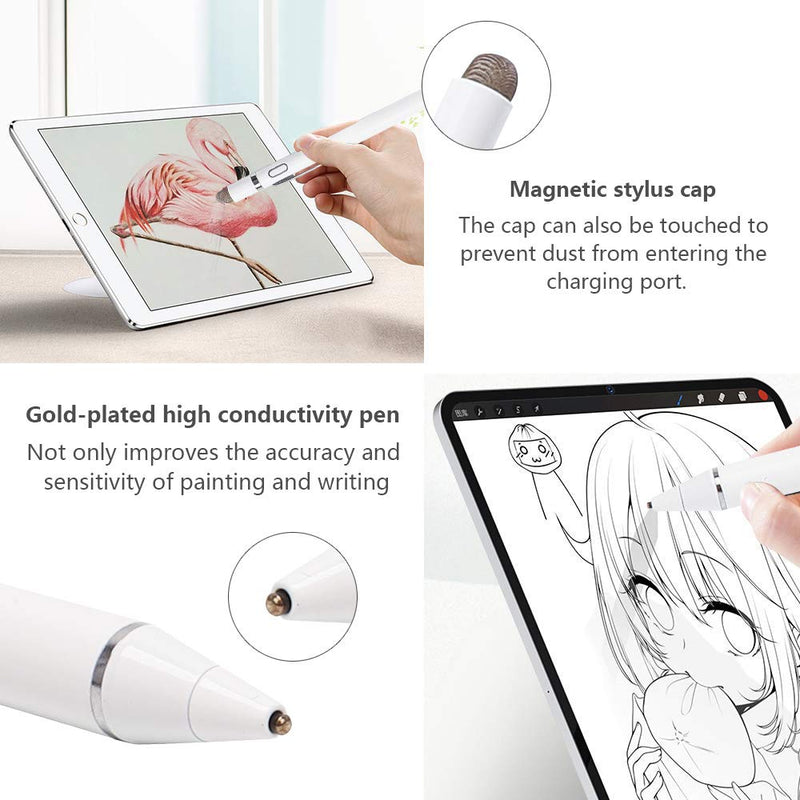 MENKARWHY Active Stylus Pen for Touch Screens, Digital Pencil Pen Fine Point Stylish Pencil Compatible with iPhone iPad Pro Air Mini Android and Other Tablets (White) E8910BJ White - LeoForward Australia