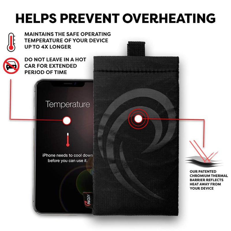  [AUSTRALIA] - PHOOZY Apollo II Thermal Phone Case with Antimicrobial Lining and Keyring - AS SEEN ON Shark Tank - Insulated Cold Weather Case Prevents Freezing, Extends Battery Life, Drop Proof (Blackout - Medium)
