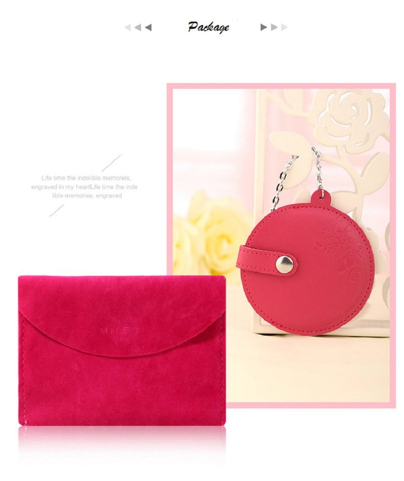 MILESI Cherry Blossom Mini Round Makeup Mirror with Leather Holster Gift for Women (Pink) Pink - LeoForward Australia