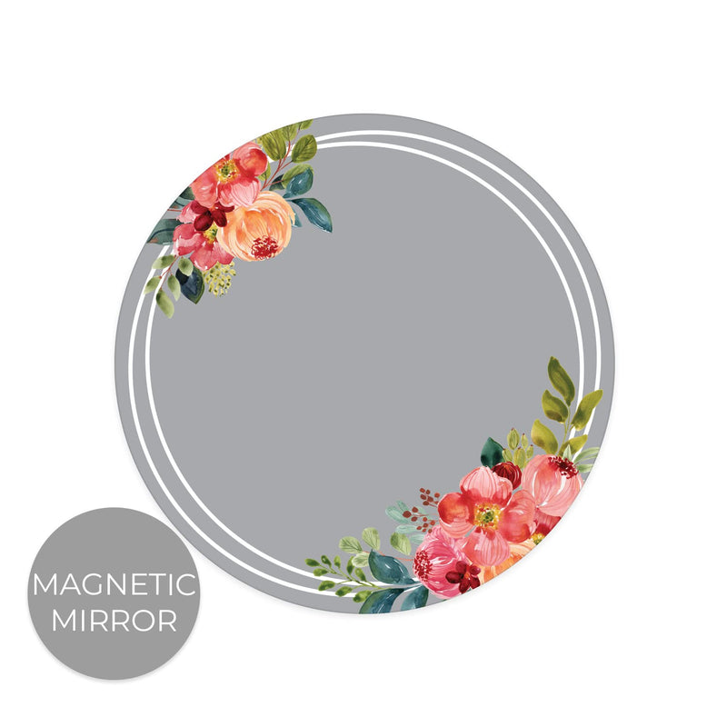  [AUSTRALIA] - Vibrant Floral Round Magnetic Locker Mirror/ 5" Diameter Stylish Locker Décor/Shatterproof Durable School Locker Accessory/Made in The USA