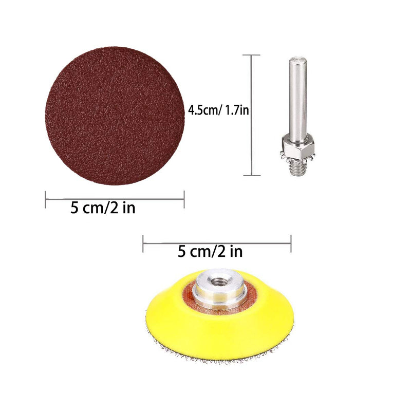  [AUSTRALIA] - 100 Pieces 2 Inch Sanding Discs, 80-3000 Grit Sandpaper with 1/4" Shank Backing Plate and Soft Foam Buffering Pad, for Drill Grinder Tool, Hook and Loop Sand Paper Assortment Pack