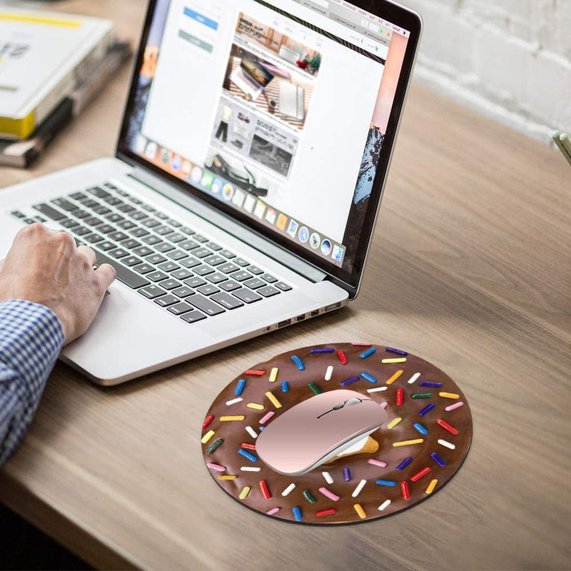  [AUSTRALIA] - ChaTham Round Mouse Pad with Coasters Set, Simulation Donuts Customized Foodie Mouse Pad, Non-Slip Rubber Base Round Mouse Pads for Laptop Compute Working Home Office Accessories Ct-mp-008