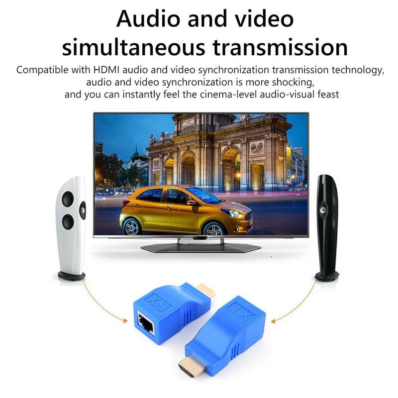  [AUSTRALIA] - 2PCS HDMI Extender Adapter, Golden^Li HDMI to RJ45 Network HDMI Repeater, Ethernet HDMI Cat5 CAT6 Extender Included Transmitter & Receiver 1080P Converter for HDTV HD TV DVD