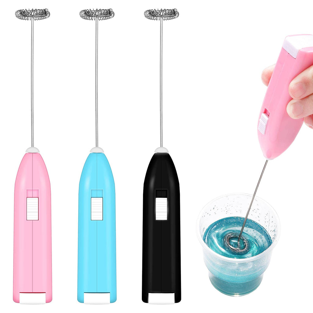 [AUSTRALIA] - 3 Pieces Epoxy Resin Stirrer Handheld Battery Operated Epoxy Mixing Stick Electric Tumbler Mixer Blender with Stainless Steel for Crafts Tumbler, Making DIY Glitter Tumbler Cups (Blue, White, Black) Pink, Blue, Black