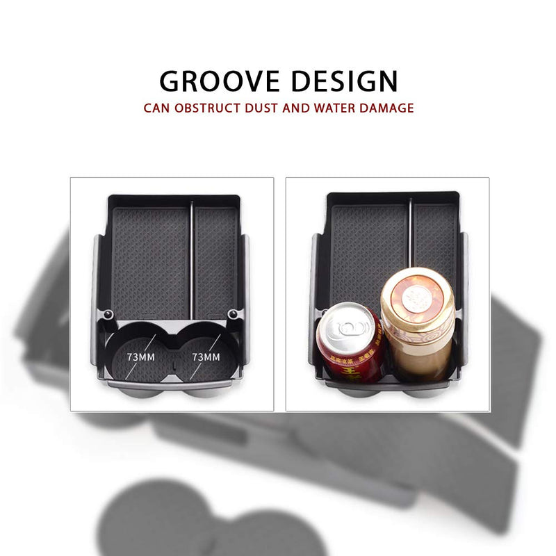  [AUSTRALIA] - CoolKo Newest Model X & Model S Center Console Armrest Storage Box Holder with Water Cup Holders