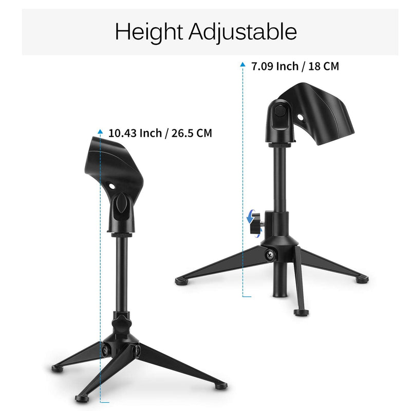  [AUSTRALIA] - Moukey Desk Mic Stand Universal Adjustable Desktop Microphone Stand Portable Foldable Tripod Mic Table Stand with Small Plastic Microphone Clip For Sm57 Sm58 Sm86 Sm87 Blue YetiBlue Snowball iCE