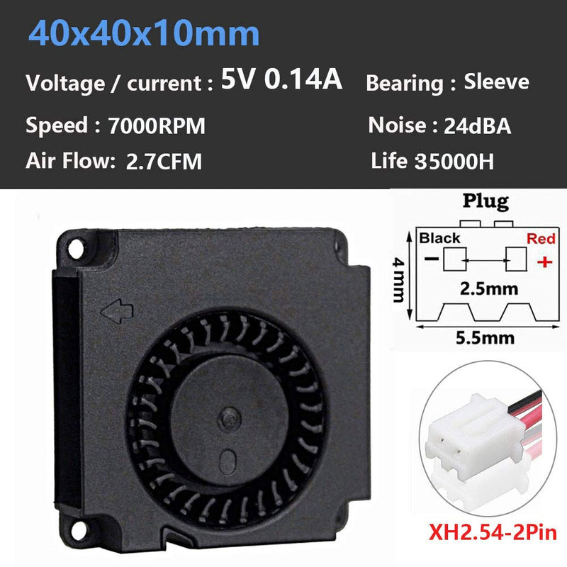  [AUSTRALIA] - 2Packs Wathai DC Blower Fan 4010 Radial Cooling Fan 5V 2 Pin DC 40mm x 10mm