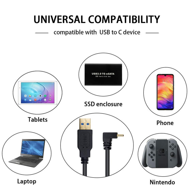  [AUSTRALIA] - Poyiccot USB Type C Charging Cable 90 Degree, 3.3feet/ 1m Type C Fast Charger USB 3.0 A to USB C Up & Down Angle Charging Cable for Samsung Galaxy,Tablets and More USB A to C Charger Cable