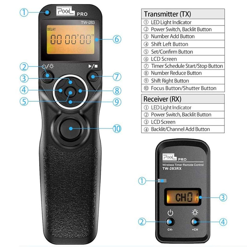  [AUSTRALIA] - Pixel Timer Shutter Release Remote Control TW283-DC2 Remote Release for Nikon Z7 Z7II Z6 Z6II Z5 D5600 D3300 D5000 D5100 D5200 D5300 D5500 D90 D7000 D7100 D7200 D7500 D780 D610 D750 P7700 P7800 TW-DC2 Nikon