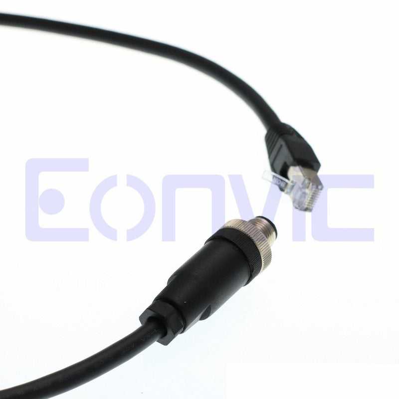  [AUSTRALIA] - Eonvic M12 to RJ45 8Pin Male Gigabit Cognex Industrial Camera High Flex Cables 3M